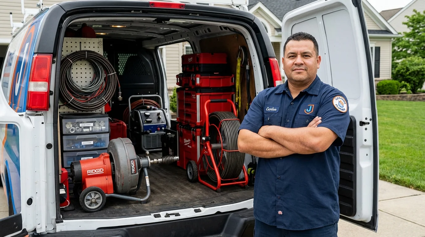 Professional drain cleaning equipment and Johns Plumbing LLC plumber in Blooming Prairie
