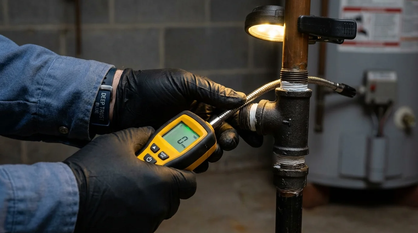 Gas leak detection with electronic sniffer by Johns Plumbing LLC in Blooming Prairie